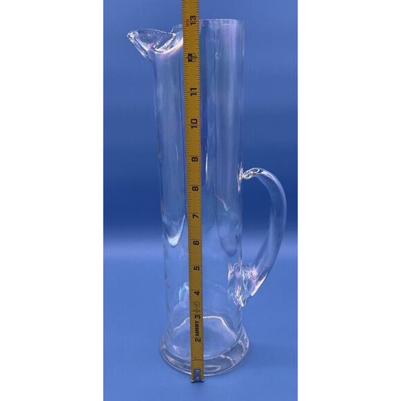 13” West Virginia Glass Draping Pearl Luster Rainbow Iridescent Cocktail Pitcher - Picture 7 of 9